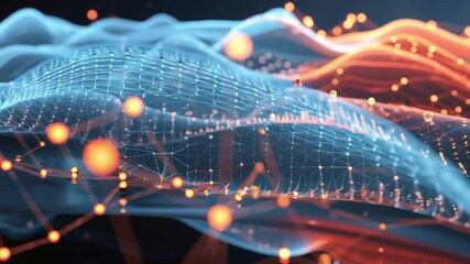 Abstract Data Visualization Animation Digital Network Flow Futuristic Technology Concept - Powered by Adobe