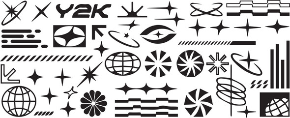 Vector Set of Black and White Graphic Elements