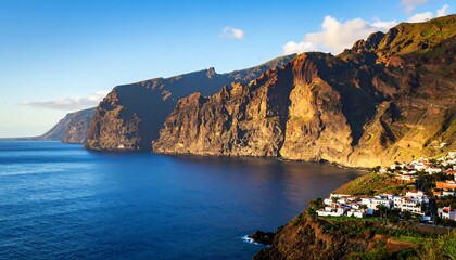 Fototapeta premium Coastal cliffs and village