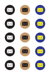 Flat Icons of Email Envelopes in Various Colors