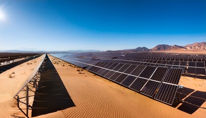 vast solar panel farm in desert landscape