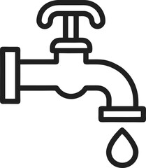 Water Tap outline vector illustration on white background 