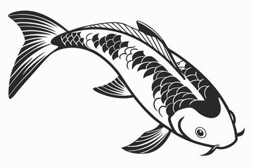ginrin kohaku fish sihouette black vector