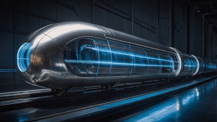 Fototapeta premium Innovative Transportation Pod Design Displayed in a Futuristic Urban Environment Featuring Sleek Lines and Glowing Accents