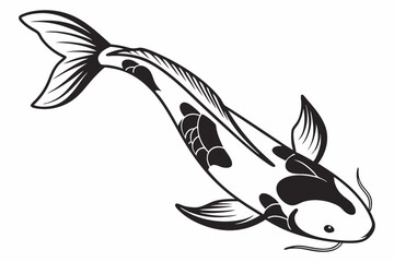 ginrin kohaku fish sihouette black vector