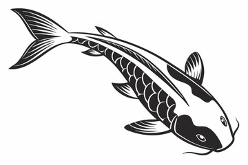 ginrin kohaku fish sihouette black vector