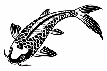 ginrin kohaku fish sihouette black vector