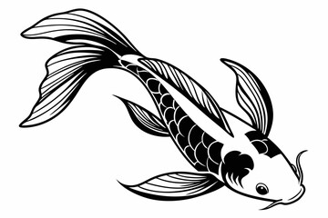 ginrin kohaku fish sihouette black vector