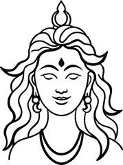 Elegant Woman Face Line Vector