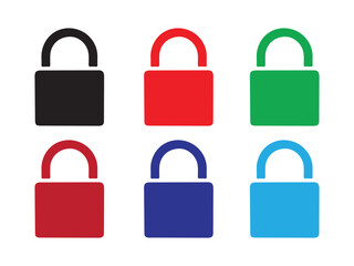Colorful lock icons set for security