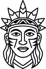 Tribal Warrior Face Illustration