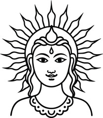  Sun Goddess Line Art Illustration