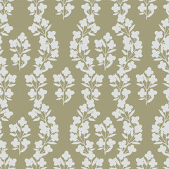 Fototapeta premium Tropical flower pattern seamless, silhouette of blooming, hand drawn botanical, Floral leaf for spring and Summer time, natural ornaments for textile, fabric, wallpaper, background design. 