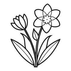 Spring flowers  outline vector icon 