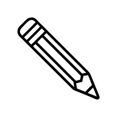 Fototapeta premium Minimalist black outline vector icon of a pencil, symbolizing writing, creativity, school, and education. Clean design on a transparent background