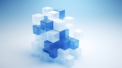 Obraz premium Abstract 3D Render of Interlocking Blue Cubes