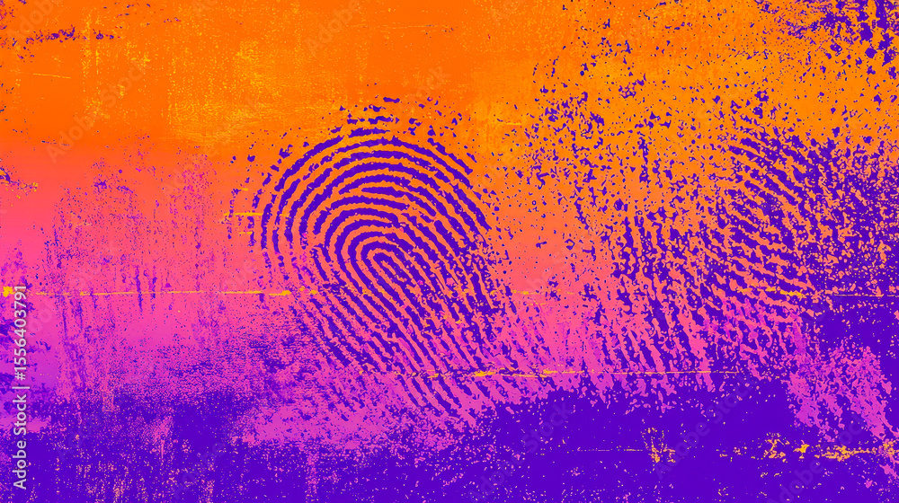 Poster a vibrant abstract background showcases intertwined fingerprint patterns in striking orange and purp