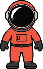 Cartoon astronaut in red space suit