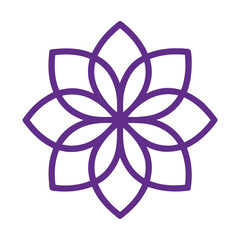 Geometric purple floral design with eight petals abstract background