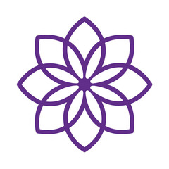 Geometric purple flower design with interconnected petals abstract
