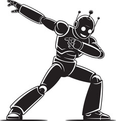 Cartoon robot performing a dab pose