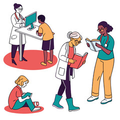 Diverse Character Vector Illustration – Professions and Everyday People in Inclusive Modern Style