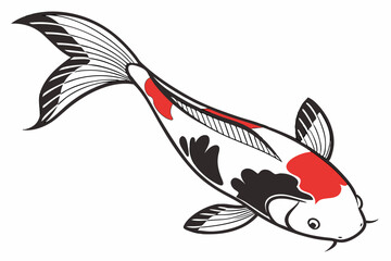 kohaku fish sihouette black vector
