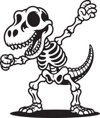 Cartoon t rex dinosaur skeleton dabbing illustration