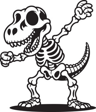 Cartoon t rex dinosaur skeleton dabbing illustration