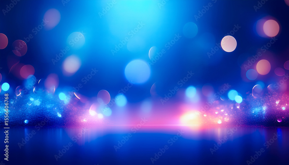 Poster colorful light patterns create a vibrant atmosphere at a nighttime event or celebration in an urban 