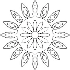 Decorative floral mandala pattern in black and white