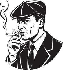 Retro illustration of a smoking man in a suit