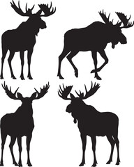 Wild moose animal silhouette vector illustration