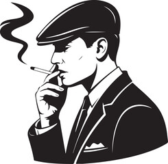 Retro illustration of a smoking man in a suit