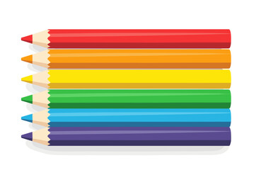 Colorful Pencils Arranged in a Rainbow Spectrum, Educational Art Supplies Illustration for Creative Projects