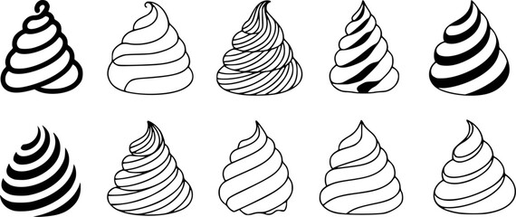 Black white swirls soft serve ice cream cones black and white