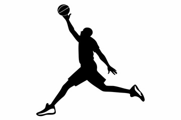 playing basketball a man sihouette black vector