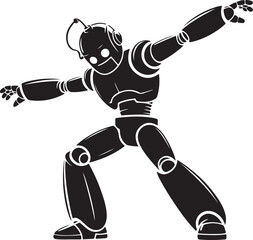 Vintage style robot posing with outstretched arms