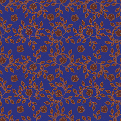 Tropical flower pattern seamless, silhouette of blooming, hand drawn botanical, Floral leaf for spring and Summer time, natural ornaments for textile, fabric, wallpaper, background design.
