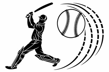 playing cricket a man sihouette black vector