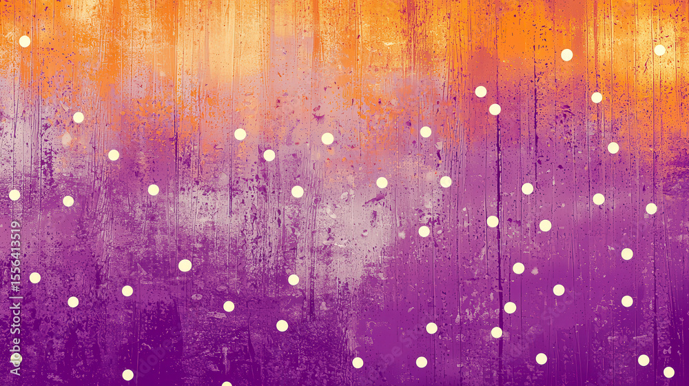 Poster A colorful gradient features deep purple blending into orange, adorned with bright white dots, creating a striking abstract wall design