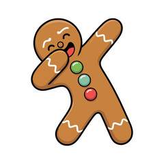 Fun Dancing Gingerbread Man in a Festive Dabbing Pose Cartoon gingerbread man doing dabbing dance pose gingerbread man christmas cookie dabbing dance cartoon