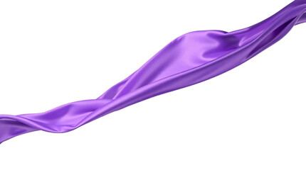 Purple silk cloth flying isolated on transparent background