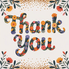 Obraz premium Joyful Thank You with Blossoming Typography T-shirt Vector design