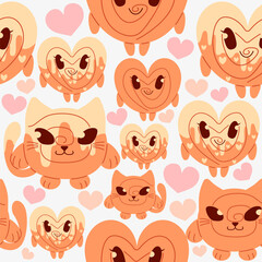 Cute seamless pattern of cinnamon buns, funny cinnamon buns in simple flat style. Vector illustration