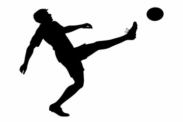playing football a man sihouette black vector