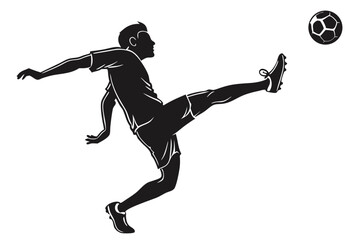 playing football a man sihouette black vector