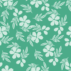 Tropical flower pattern seamless, silhouette of blooming, hand drawn botanical, Floral leaf for spring and Summer time, natural ornaments for textile, fabric, wallpaper, background design.
