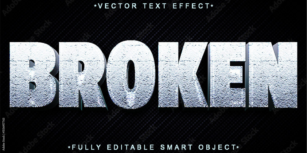 Poster grunge cracked broken distorted glitch effect design vector fully editable smart object text effect