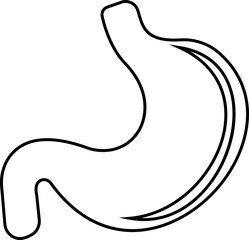 Obraz premium Stomach organ icon biology digestion function. contains gastric juice to aid digestion and ascend to the intestine. Stomach ache, healthcare symbol. Anatomy, healthy. silhouette Outline, flat design.